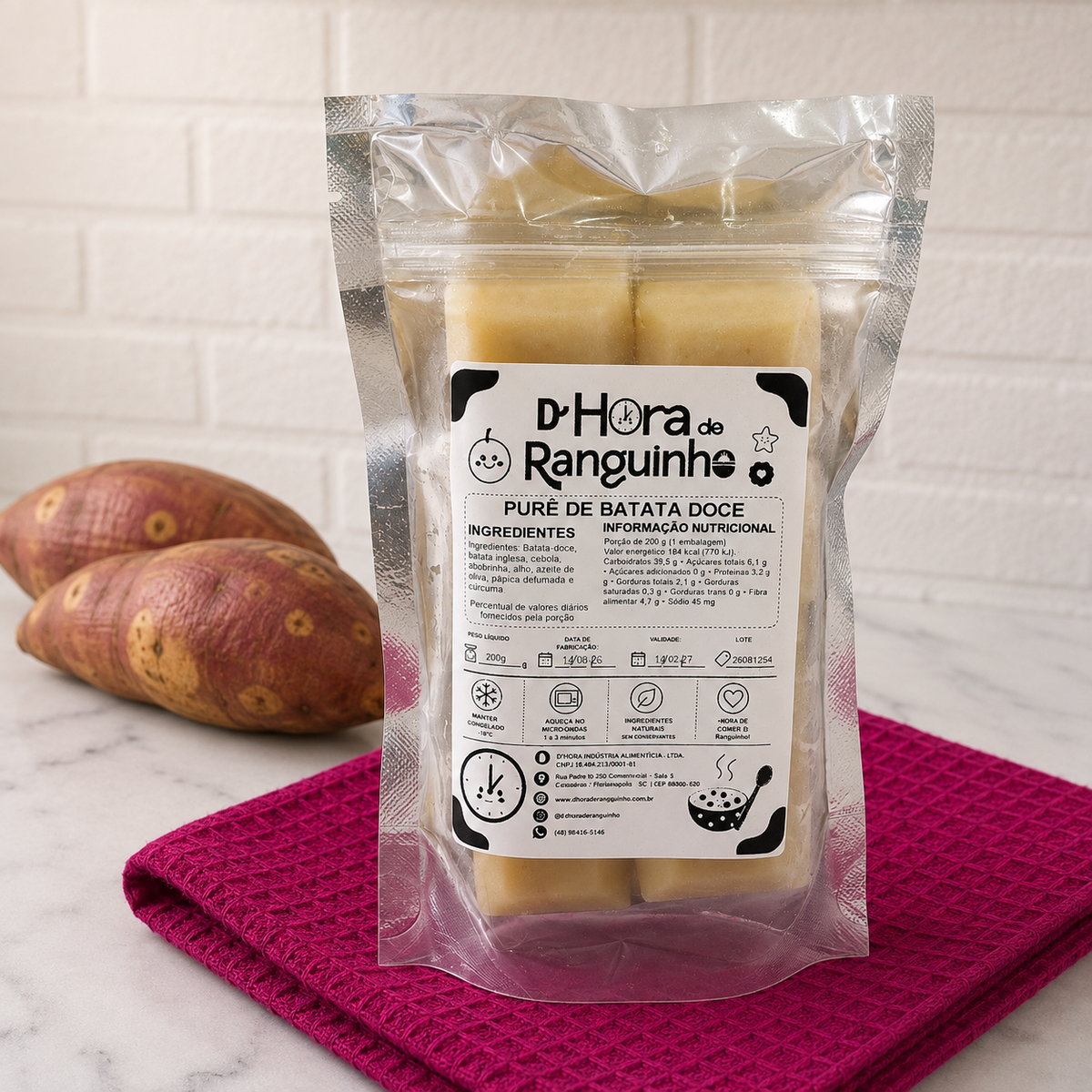 200g - Purê de Batata Doce - Cubinhos